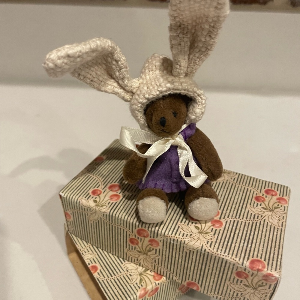 Adorable Brown Bunny Plush with Purple Outfit
